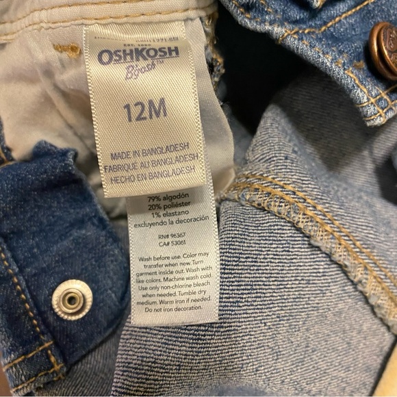 OshKosh B'gosh Girls Floral Denim Overalls Size 12 Months - Picture 10 of 11
